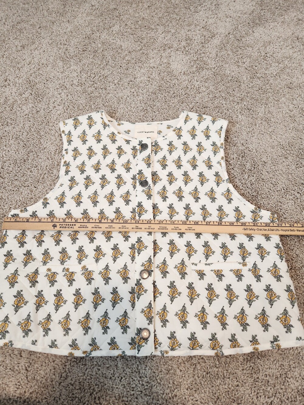 Lucky Brand Floral Quilted Vest Size XL - Picture 8 of 9